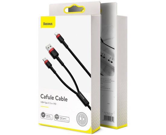 Baseus Cafule CATKLF-EL91 USB-C -> Lightning Провод для Зарядки 18W | PD 2.0 | 100 cm Черно - Красный