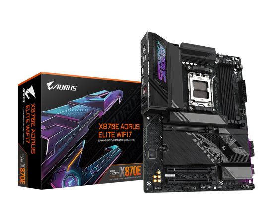 GIGABYTE X870E A ELITE WIFI7 Motherboard - Supports AMD Ryzen 9000 CPUs, 16+2+2 Phases Digital VRM, up to 8000Hz DDR5 (OC), 4xPCIe 5.0 + 4xM.2, Wi-Fi 7, 2.5GbE LAN, USB 3.2 Gen 2x2