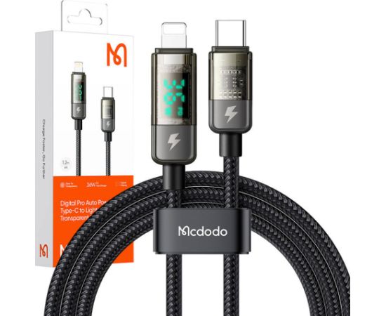 Mcdodo CA-3600 USB-C to Lightning cable, auto power off, 36W, 1.2m (black)