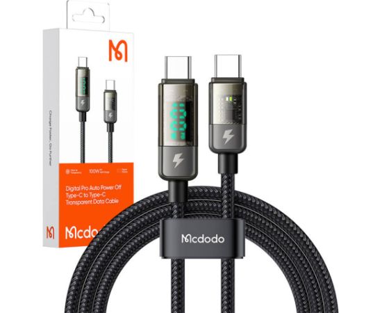 Mcdodo CA-3611 USB-C to USB-C cable, auto power off, PD 100W, 1.8m (black)