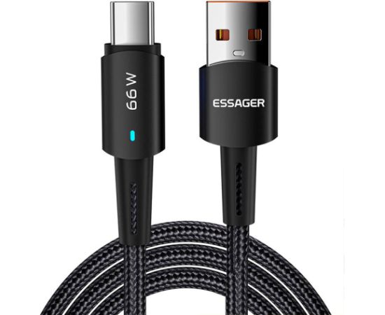 USB to USB-C cable, Essager, EXCT-CGA01, 66W, 2m (black)