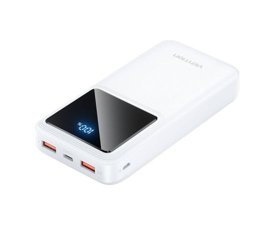 Powerbank, Vention, FHLW0, 20000mAh, Micro-USB, USB-C, 2xUSB-A, 22.5W (white)