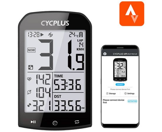 GPS bike computer Cycplus M1 - compatibile with Strava, Trainingpeaks etc.