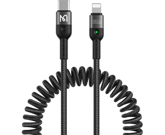 Mcdodo CA-1960 USB-C to Lightning spring cable, 36W, 1.8m (black)