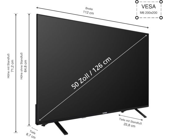 Televizors Telefunken XU50TO750S, LED TV - 50 -  black, UltraHD/4K