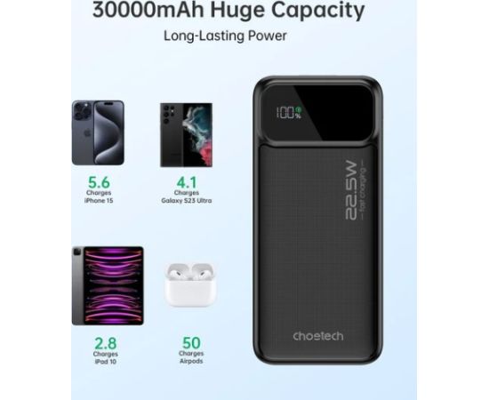 Внешний аккумулятор Power Bank Choetech B730 22.5W 30000mAh черный