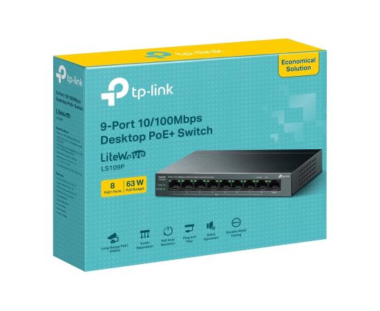 Switch TP-LINK LS109P Desktop/pedestal 9x10Base-T / 100Base-TX PoE+ ports 8 LS109P