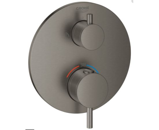 Grohe iebūvējamā dušas termostata Atrio virsapmetuma daļa, 2 izejas, ar ventili, brushed hard graphite