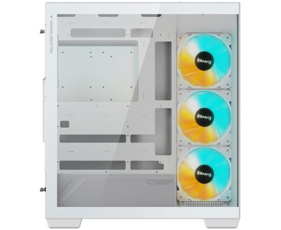 Case GIGABYTE MidiTower Case product features Transparent panel ATX MicroATX MiniITX Colour White GB-C500PIST