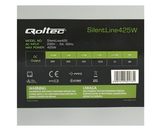 Qoltec ATX power supply SilentLine 425W