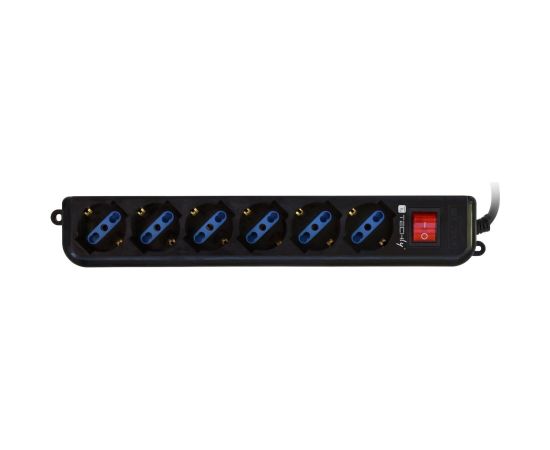 Techly Power Strip 6 Sockets Black with VDE Plug IUPS-PCP-6V