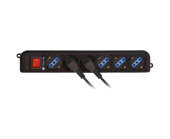 Techly Power Strip 6 Sockets Black with VDE Plug IUPS-PCP-6V