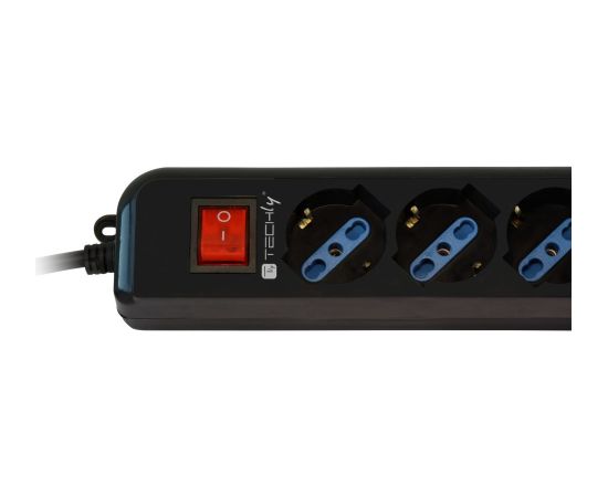 Techly Power Strip 6 Sockets Black with VDE Plug IUPS-PCP-6V