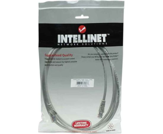 Intellinet Network Patch Cable, Cat5e, 2m, Grey, CCA, U/UTP, PVC, RJ45, Gold Plated Contacts, Snagless, Booted, Lifetime Warranty, Polybag