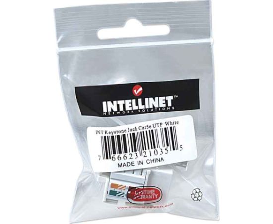 Intellinet Keystone Jack, Cat5e, UTP, Punch-down, White