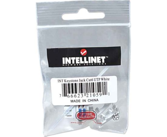 Intellinet Keystone Jack, Cat6, UTP, Punch-down, White