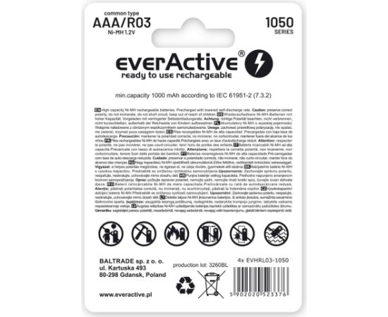 Rechargeable batteries everActive Ni-MH R03 AAA 550 mAh Infinity Line