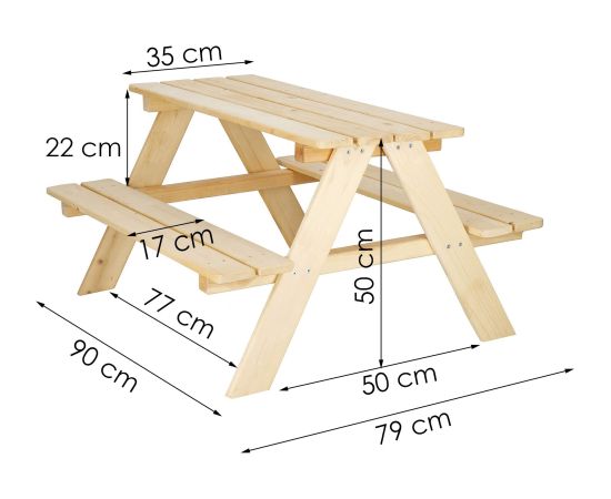 Деревянный садовый стол для пикника для детей Springos BE003 90x79x50 см