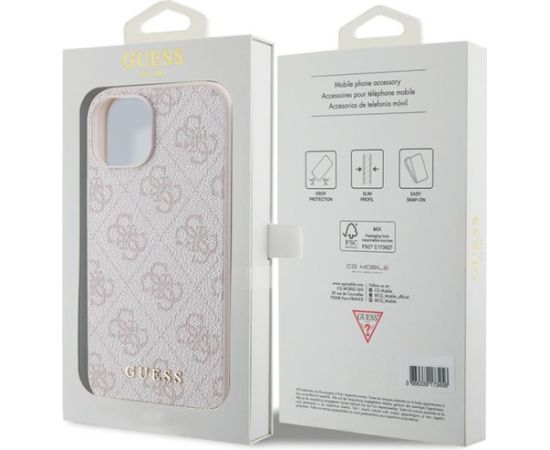 Guess PU 4G Metal Logo Case Aizsargapvalks Priekš Apple iPhone 15 Plus