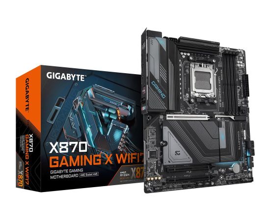 Mainboard GIGABYTE AMD X870 SAM5 ATX Memory DDR5 Memory slots 4 2xPCI-Express 3.0 1x 1xPCI-Express 5.0 16x 3xM.2 1xHDMI 4xUSB 2.0 4xUSB 3.2 2xUSB-C 1xRJ45 3xAudio port X870GAMINGXWIFI7