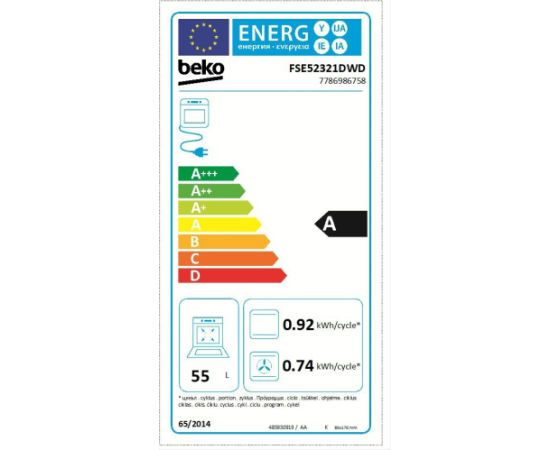 Beko FSE52321DWD GVāzes plīts 50cm