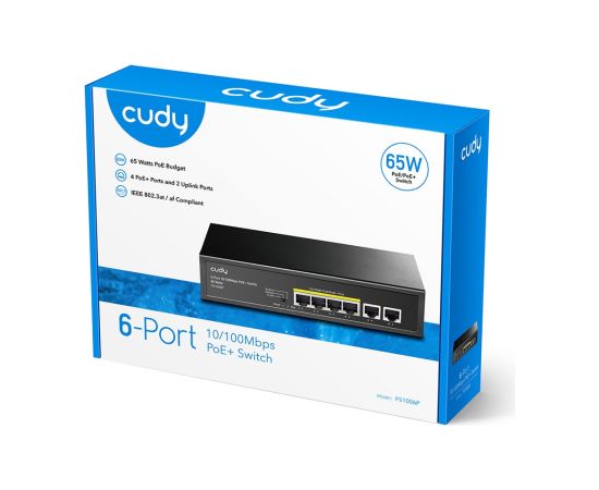 Cudy FS1006P network switch Fast Ethernet (10/100) Power over Ethernet (PoE) Black