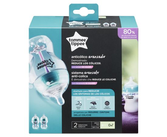 Tommee Tippee feeding bottles Advanced Anti-Colic with self sterilisation function 260ml 2pcs 42252587