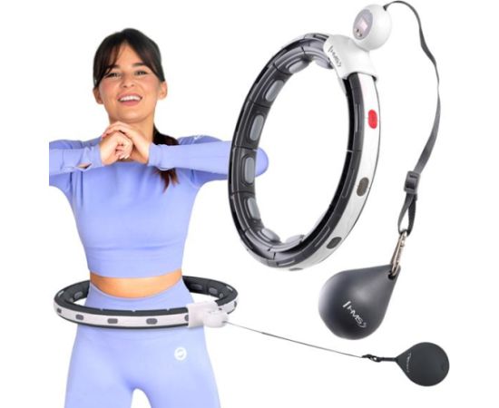 Komplekts SET HULA HOOP MAGNETIC BLACK HHM15 WITH WEIGHT + COUNTER HMS + WAIST SUPPORT BR163 RED