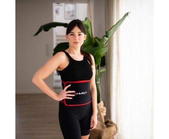 Komplekts SET HULA HOOP MAGNETIC BLACK HHM15 WITH WEIGHT + COUNTER HMS + WAIST SUPPORT BR163 RED