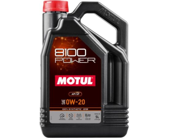 Motul 8100 POWER 0W20 5L API SP 100% sintētiska esteru bāzes motoreļļa