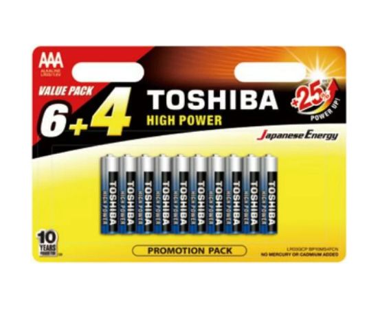 TOSHIBA AAA alkaline baterijas 10 iepakojumā