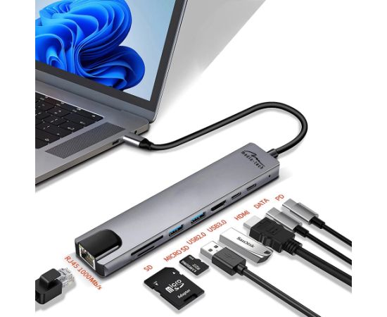 Media Tech MEDIA-TECH USB HUB 8 IN 1 GIGA LAN HUB MT5046