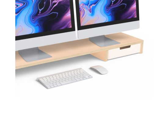 POUT EYES9 - All-in-one wireless charging & hub station for dual monitors, Deep White