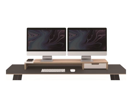 POUT EYES9 - All-in-one wireless charging & hub station for dual monitors, Deep White