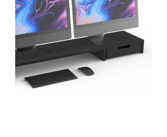 POUT EYES9 - All-in-one wireless charging & hub station for dual monitors, Maple Black