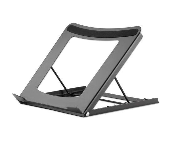 Manhattan Laptop and Tablet Stand, Adjustable (5 positions), Suitable for all tablets and laptops up to 15.6", Portable and Lightweight, Steel, Black, Lifetime Warranty