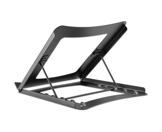 Manhattan Laptop and Tablet Stand, Adjustable (5 positions), Suitable for all tablets and laptops up to 15.6", Portable and Lightweight, Steel, Black, Lifetime Warranty