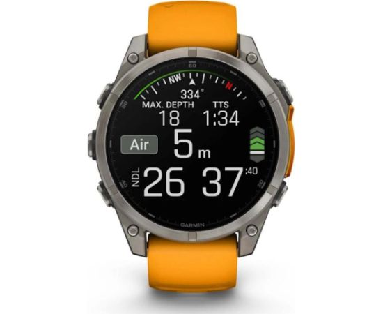 GARMIN Fenix 8 47 mm, AMOLED, Sapphire Titanium with Spark Orange/Graphite Silicone Band