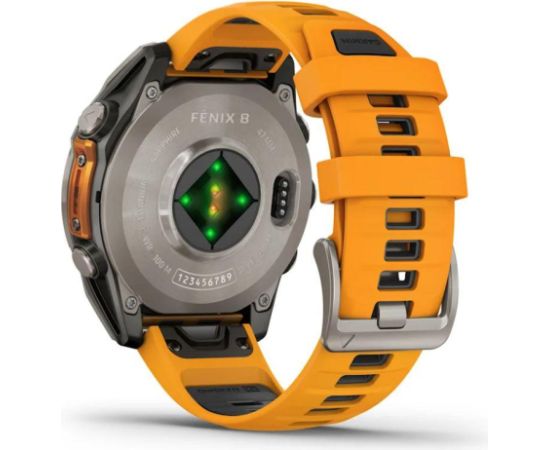 GARMIN Fenix 8 47 mm, AMOLED, Sapphire Titanium with Spark Orange/Graphite Silicone Band