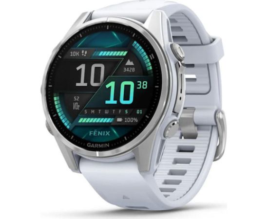 Garmin fenix 8 43mm AMOLED Silver with Whitestone silicone band