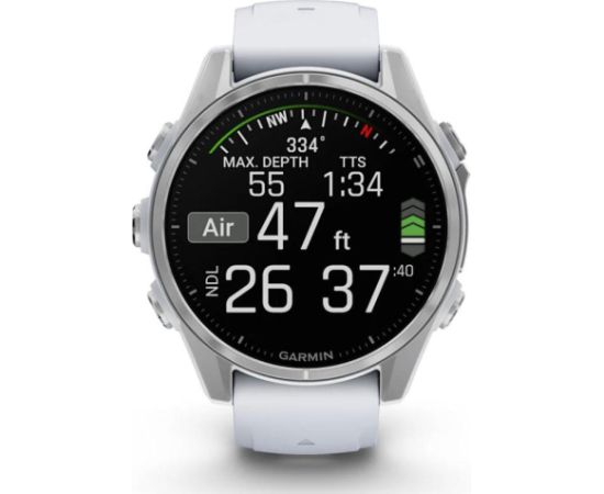 Garmin fenix 8 43mm AMOLED Silver with Whitestone silicone band