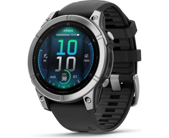 Garmin fenix E 47mm Stainless steel with Black silicone band Viedpulkstenis