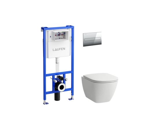 Laufen komplekts-pods ar SC vāku Lua Rimless, rāmis, taustiņš hroms