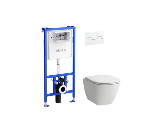 Laufen komplekts-pods ar SC vāku Lua Rimless, rāmis, taustiņš balts