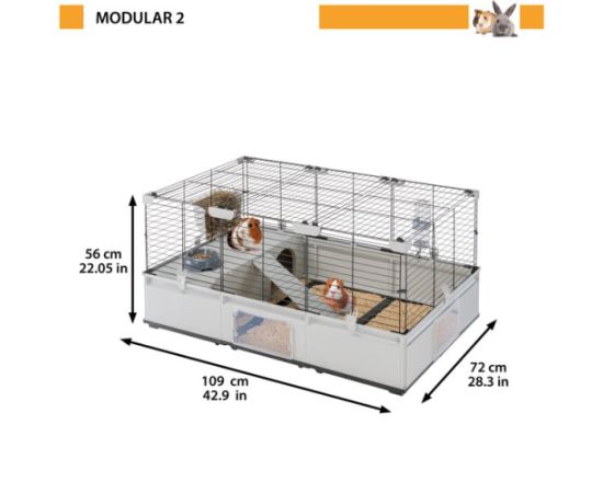 FERPLAST Modular 2 - cage for rabbit and domestic guinea pig - 109 x 72 x 56cm