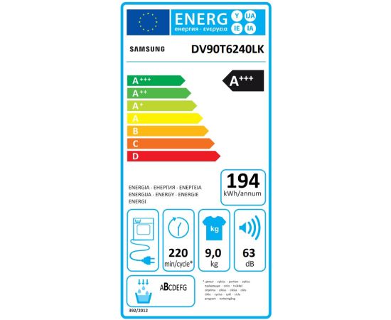 Samsung DV90T6240LK/S7 veļas žavētājs siltumsūknis 9kg A+++