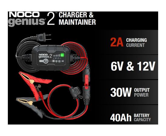 NOCO 6V/12V 2A 1.2-40Ah Smart charger Akum. lādētājs