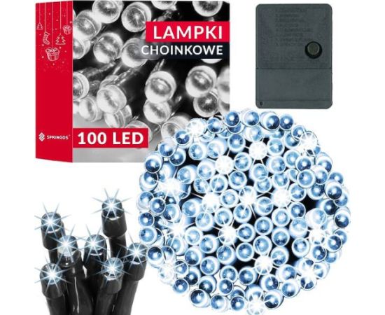 Ziemassvētku eglīšu lampiņas 100 led Springos CL0127 auksti balts 8,5 m