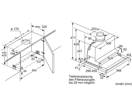 Bosch DFS067K51 iebūvējams tvaika nosūcējs