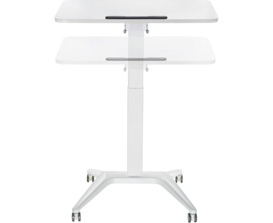 Maclean MC-453 W Mobile Laptop Desk with Pneumatic Height Adjustment, Laptop Table with Wheels, 80 x 52 cm, Max. 8 kg, Height Adjustable Max. 109 cm (White)